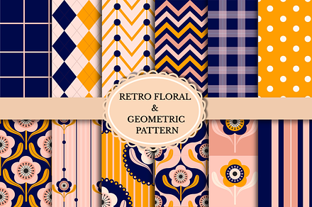 Retro Floral & Geometric Pattern, a Pattern Graphic by wind mill