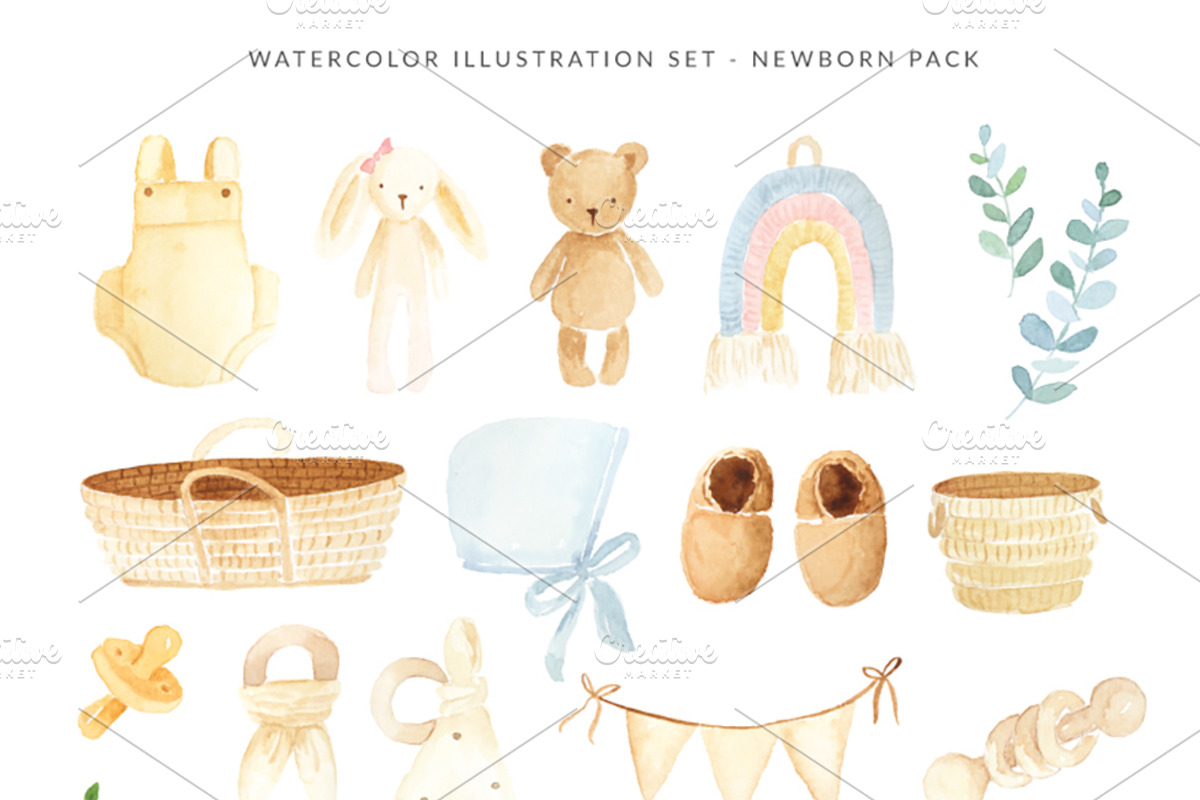 Watercolor Illustrations  - Newborn, an Animal Illustration by Creator Goodies (Photo 2 of 4)