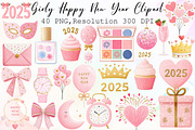 Girly Happy New Year Clipart, an Illustration by Sublimation Artist (Thumbnail 1 of 6)