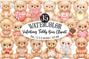 Valentines Teddy Bear Clipart, an Illustration by Designking