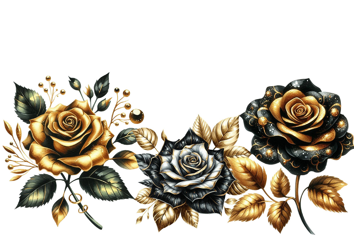 Black and Gold Rose Clipart, an Illustration by Designworld (Photo 4 of 6)