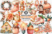 Watercolor Peach Colored Christmas, an Illustration by Canvas Craft (Thumbnail 1 of 7)