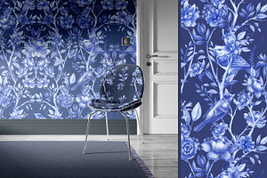 Blue Watercolor Floral Collection