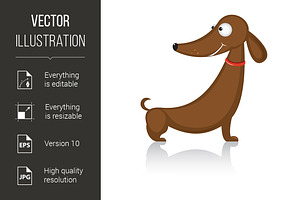 Cartoon funny dog breed dachshund, a Graphic by DvargShop