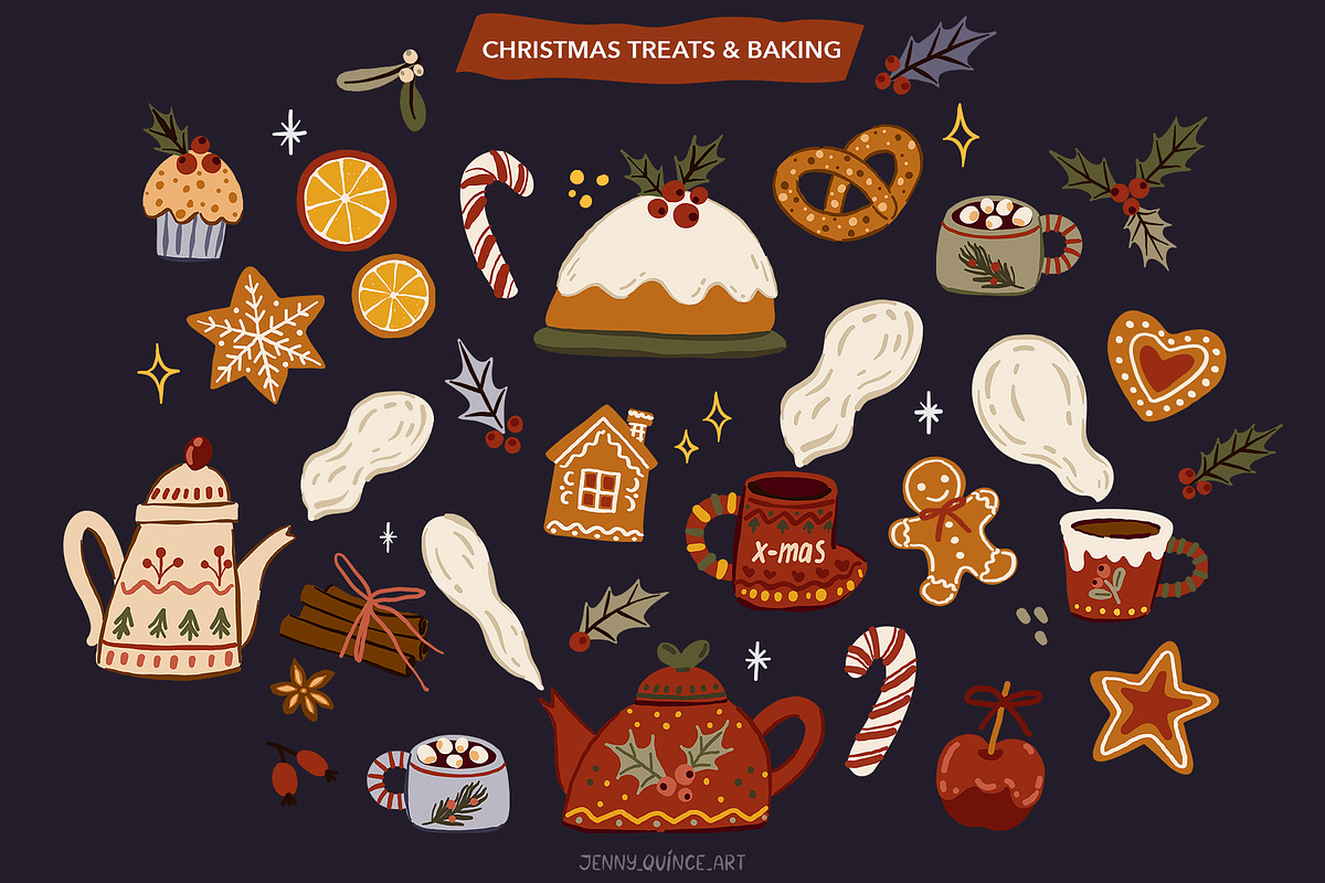 Cozy Christmas – Vector Clipart, a Seasonal Illustration by Jenny Quince (Photo 6 of 19)