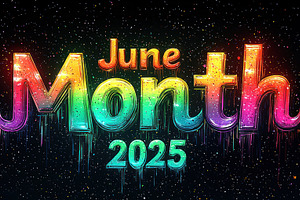 Colorful dripping paint style text reading June Month 2025 with, a Background Photo by José Manuel Gelpi