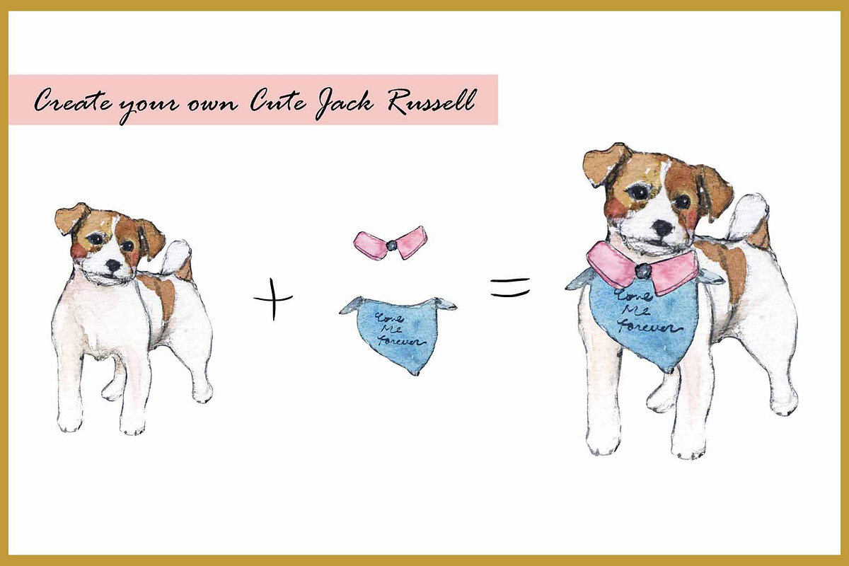 Jack Russell Clipart Digital Paper, an Animal Illustration by VianneArt (Photo 7 of 8)