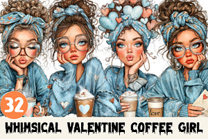 Whimsical Valentine Coffee Girl, a Graphic by CitraGraphics