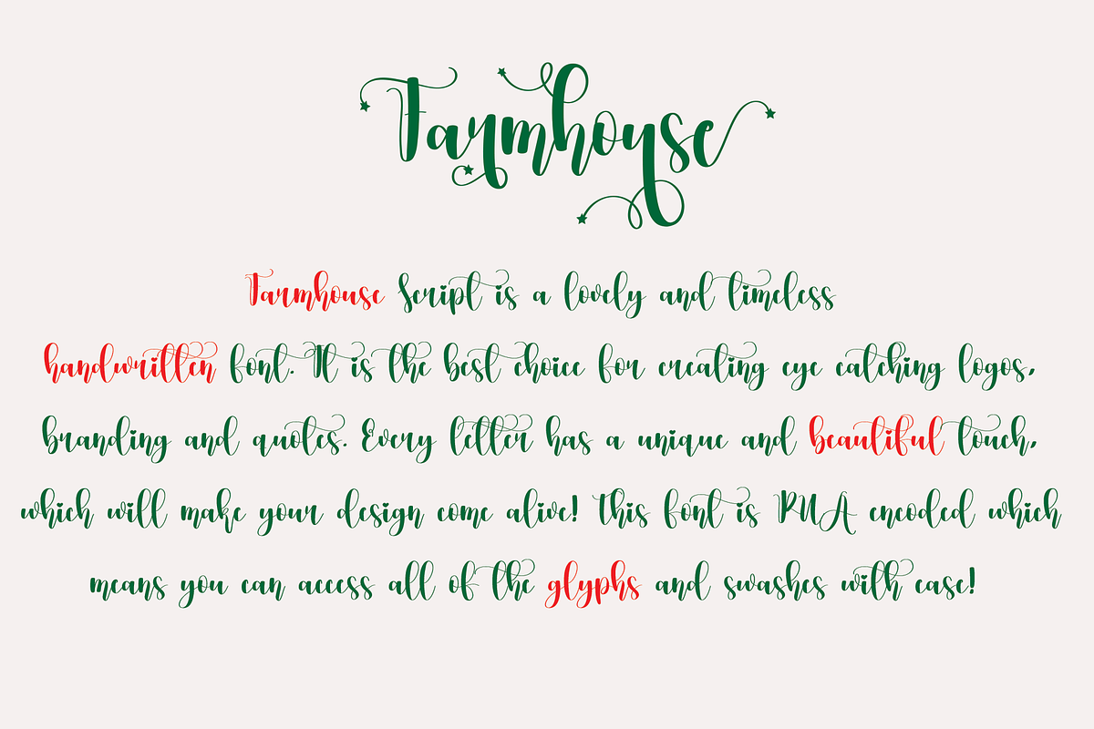 Farmhouse | Script font, a Script Font by Scratchones (Photo 2 of 8)
