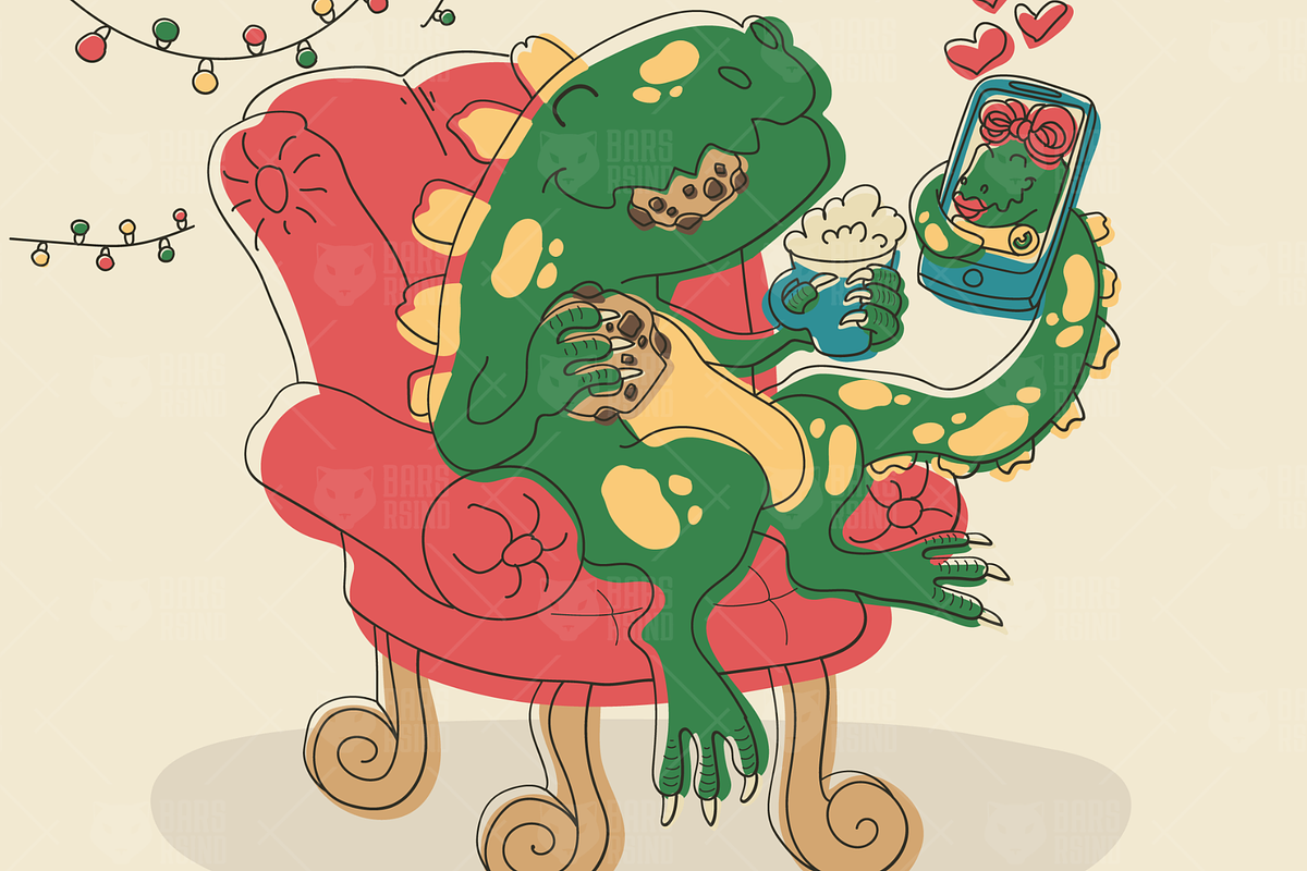 Romantic Dinosaur Date Illustration, an Animal Illustration by barsrsind (Photo 1 of 4)