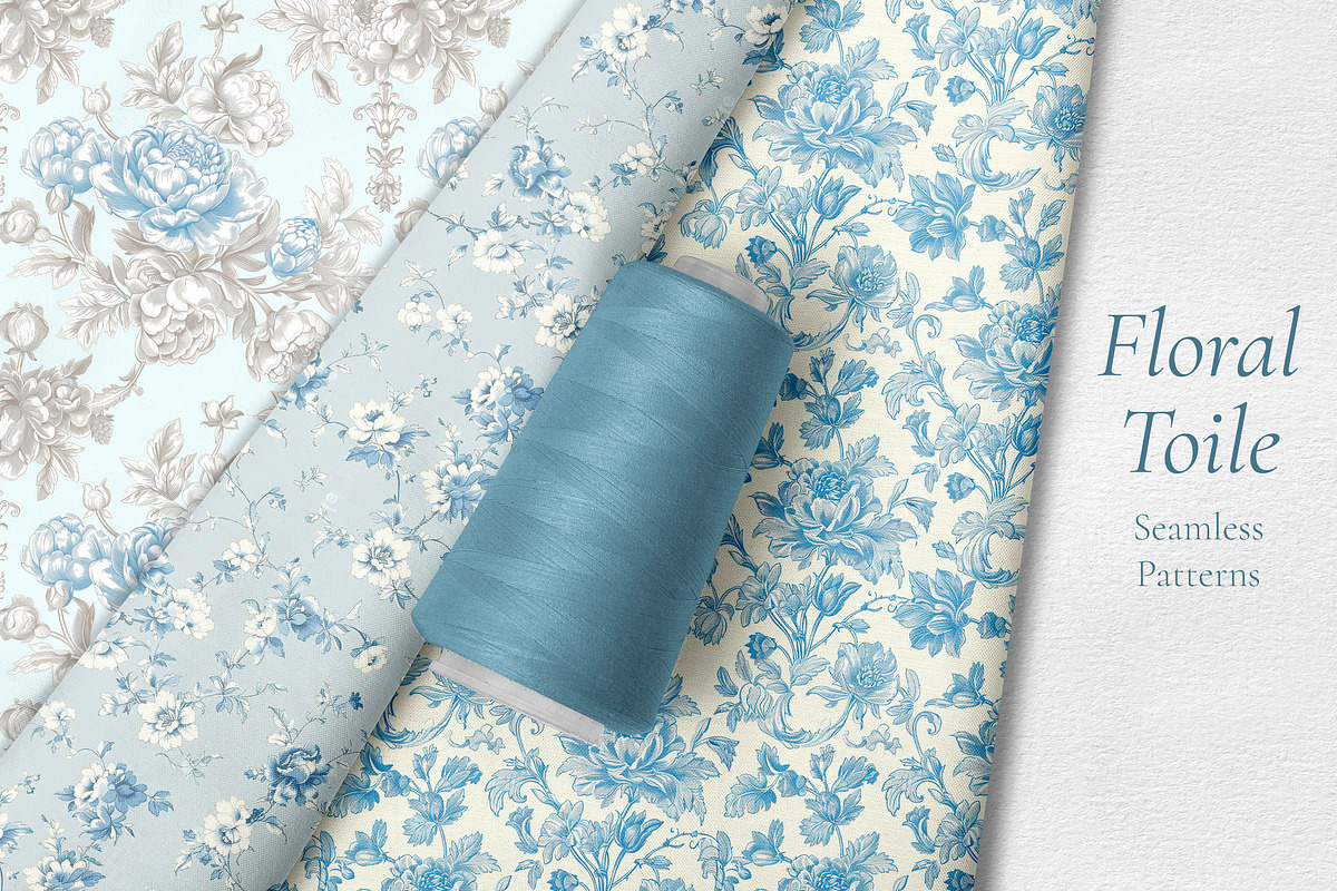 Floral Toile Print Design Patterns, a Pattern Graphic by Olya Creative (Photo 5 of 26)