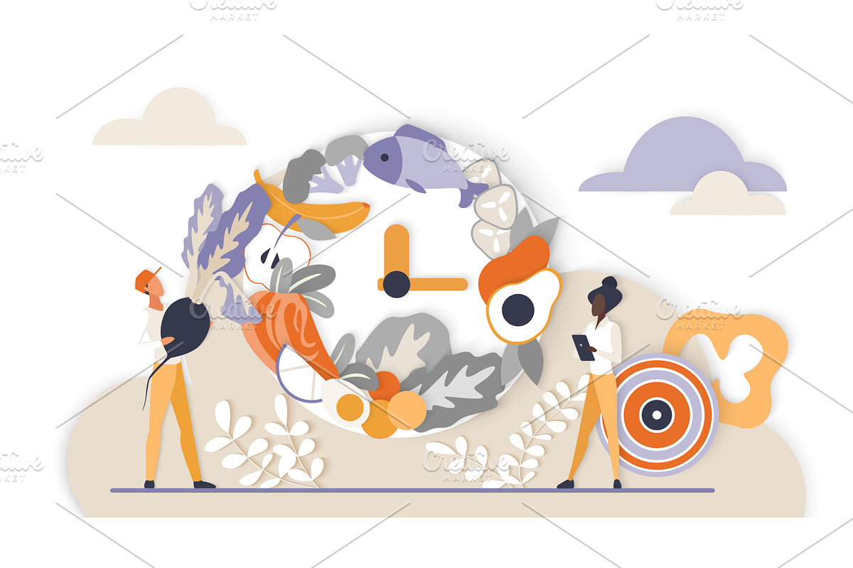 Traditional food & dishes balanced, a Food Illustration by Lemberg Vector