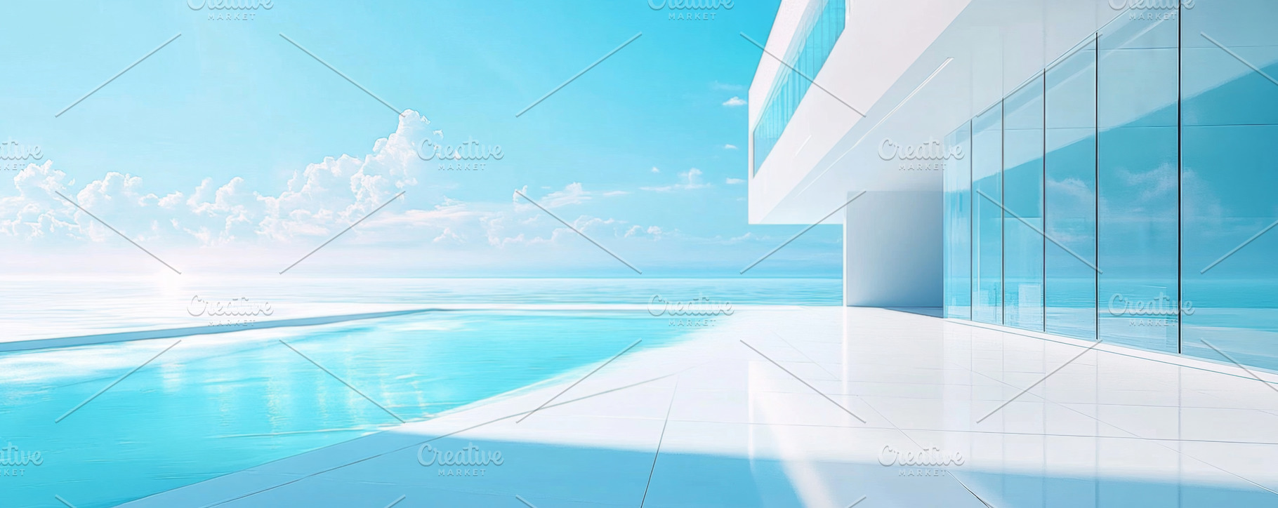 Futuristic Luxury Villa with Infinity Pool and Ocean View, an Abstract Photo by Natalia Klenova's Shop