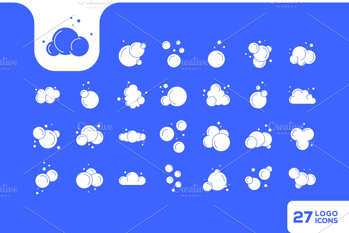 bubble foam set collection icon, a Solid Icon by devastd