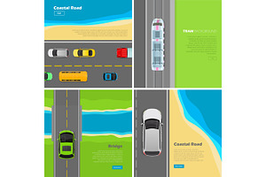 Modern highway Flat Vector Web Banners Set, a Technology Illustration by robuart