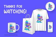 Cartoon Duck Windsurfer. Tshirt, PNG, an Animal Illustration by KENO Mascots (Thumbnail 7 of 7)