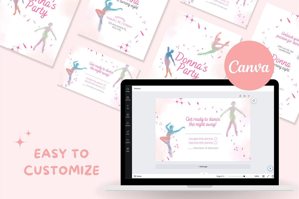 Dance Party Invitation Canva, a Design Template by TemplateCastleStore (Photo 2 of 4)