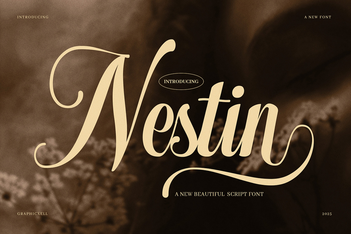 Nestin Elegant Script Font, a Script Font by Graphicxell (Photo 1 of 8)