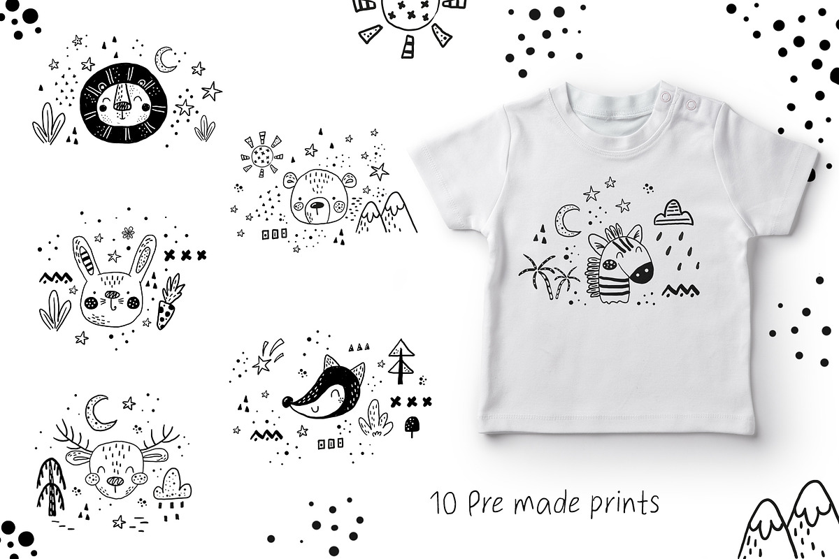 Scandinavian Monochrome Cute Animals, a Background Graphic by Irene_Boiko_ART (Photo 2 of 8)