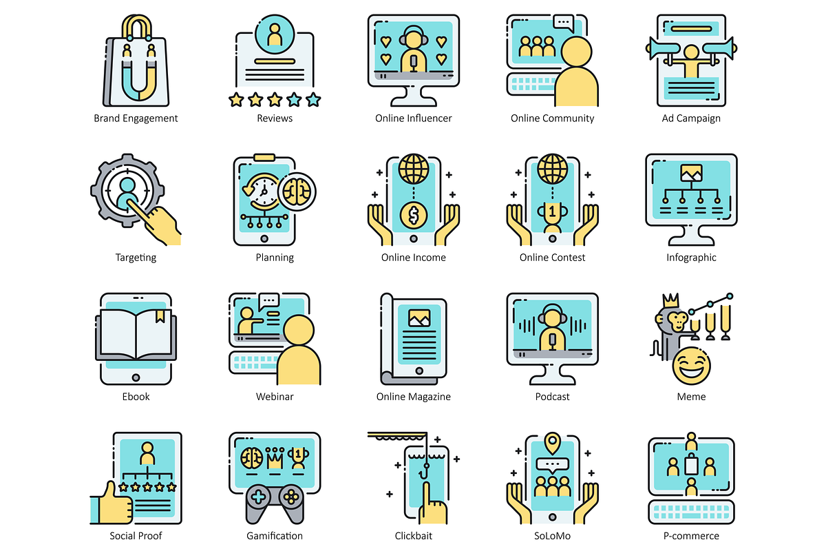 88 Digital Marketing Icons | Aqua, an Outline Icon by Flat Icons (Photo 3 of 6)