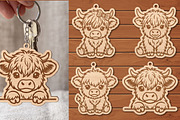 Highland Cow Keychain and Car Charm, an Object Graphic by Libby Wishes (Thumbnail 1 of 4)