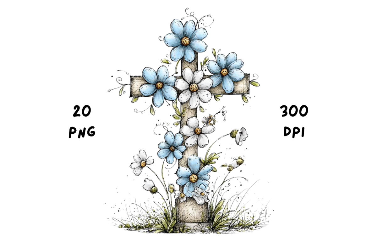 Whimsical Easter Cross Floral Spring, a Seasonal Illustration by GiraffeCreative (Photo 9 of 20)