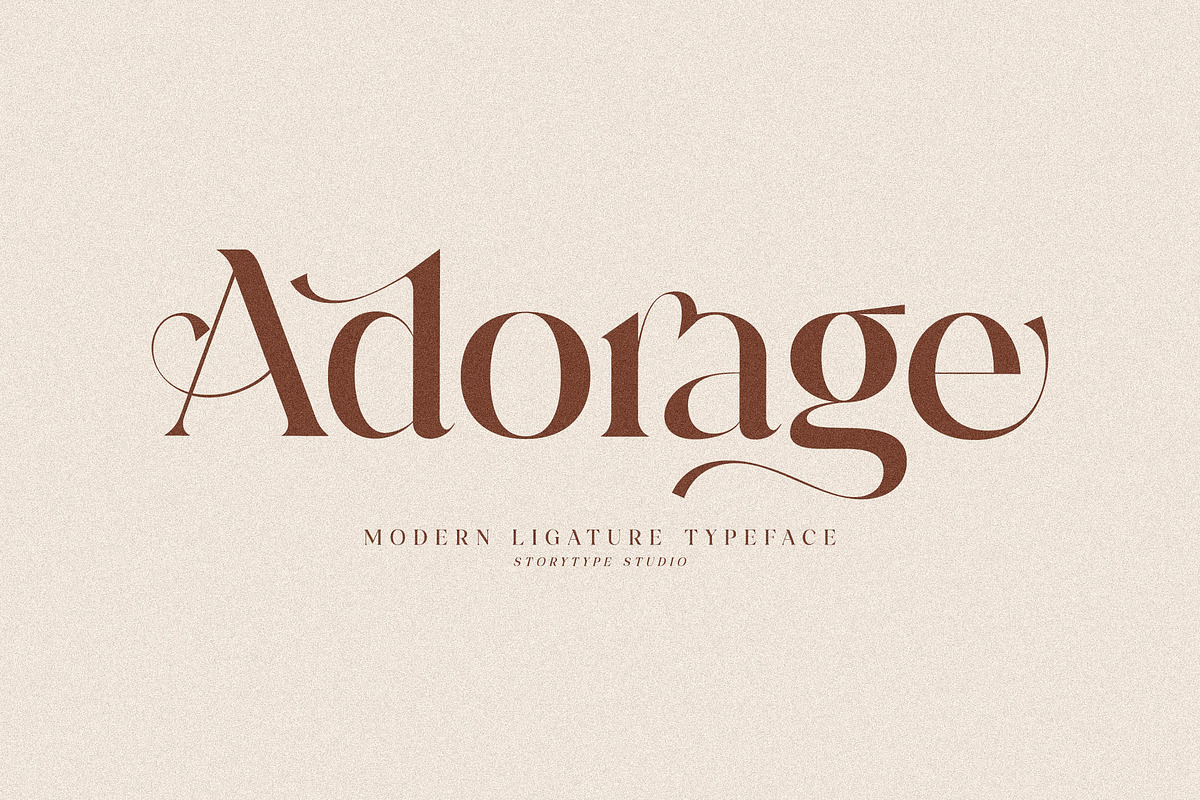 Adorage Modern Ligature Typeface, a Serif Font by Storytype Studio (Photo 1 of 15)