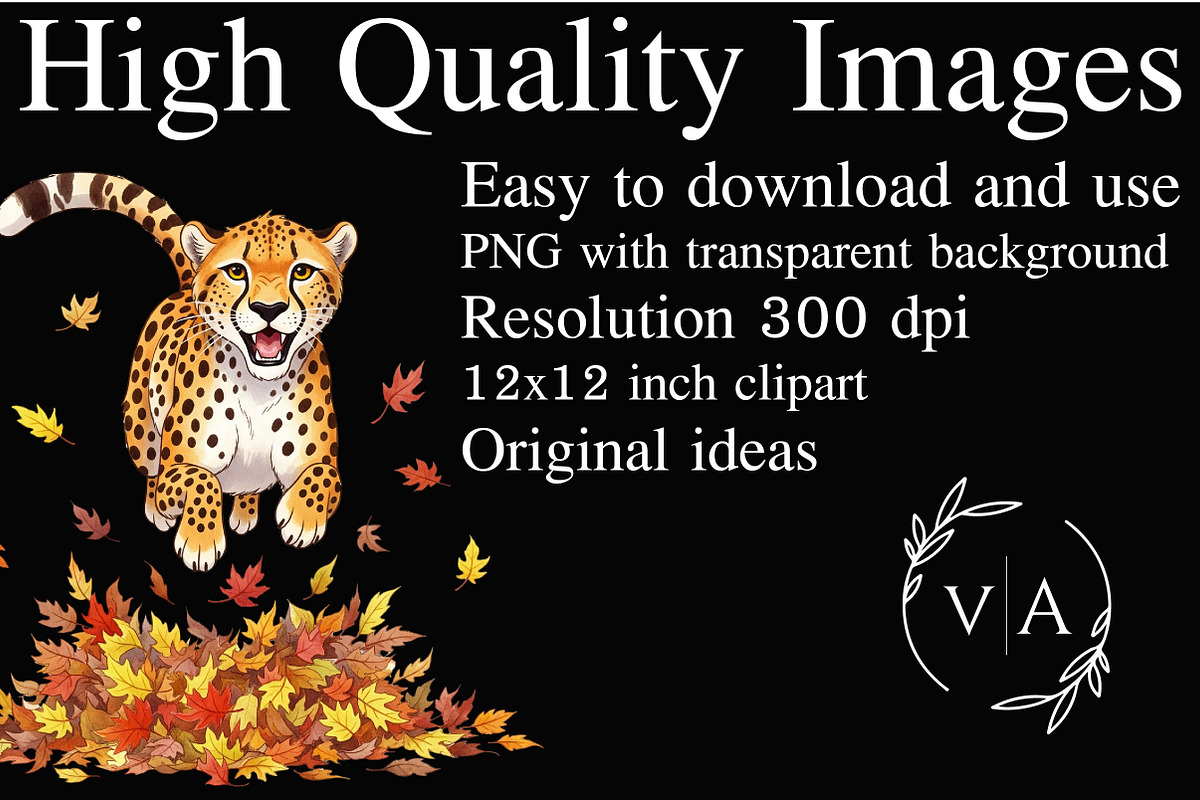 Watercolor Autumn Cheetah Clipart, an Illustration by Craft Nest (Photo 2 of 9)