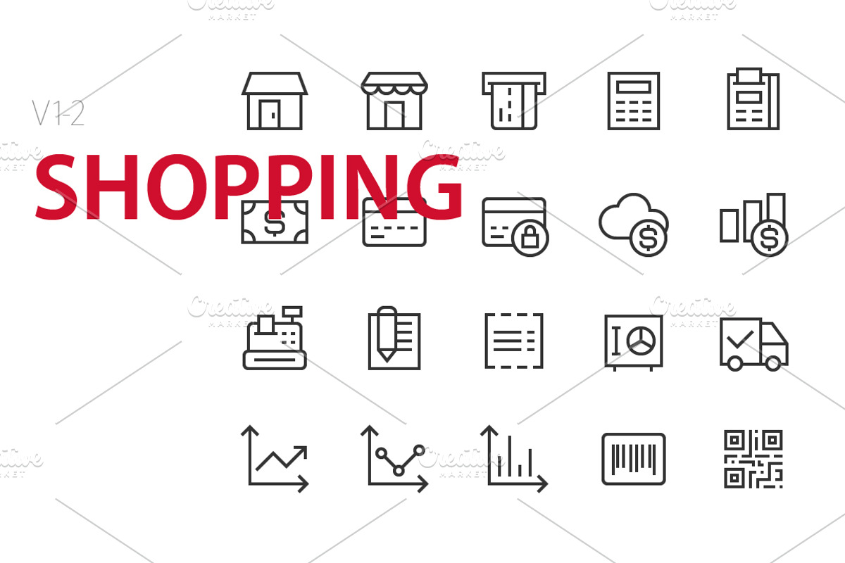 40 Shopping UI icons, an Outline Icon by Palau