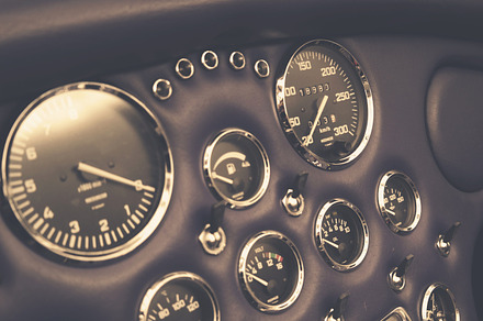 Vintage car dashboard stock photo