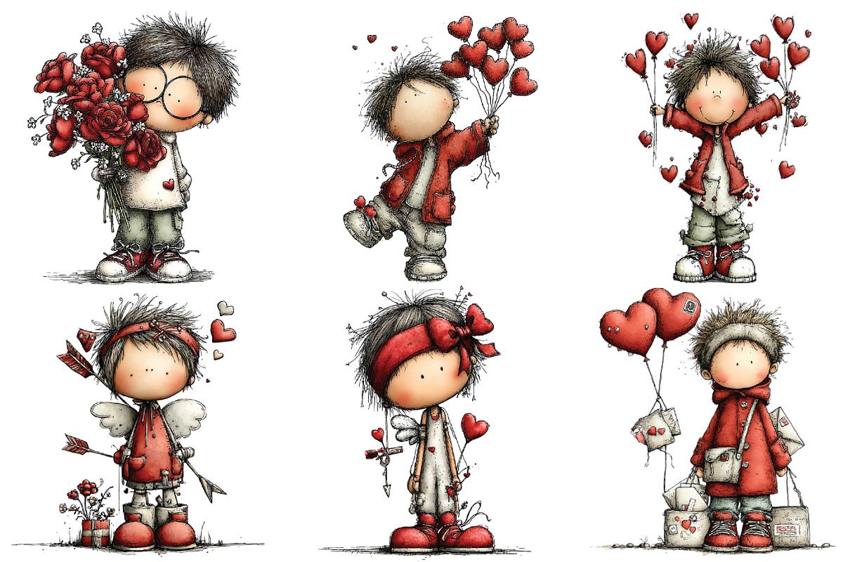 Whimsical Valentine Boy Clipart, an Illustration by CraftArtStudio (Photo 6 of 6)