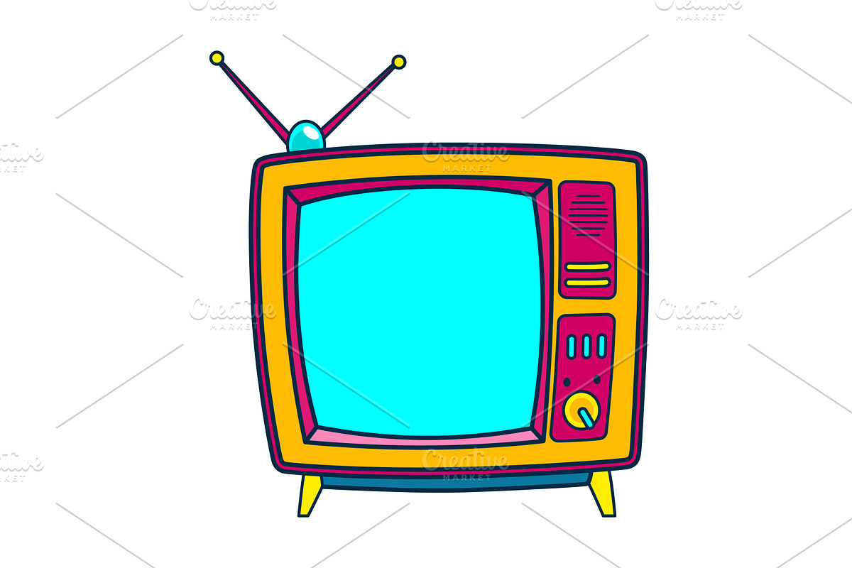 Comic retro tv icon in pop art, an Object Illustration by Things for designers