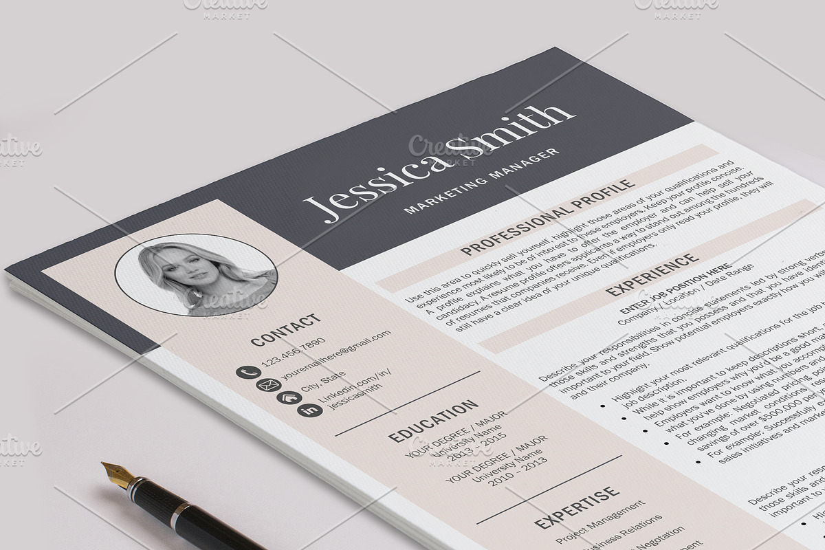 Resume Template with Photo / CV, a Resume Template by Klamp Studio (Photo 7 of 9)