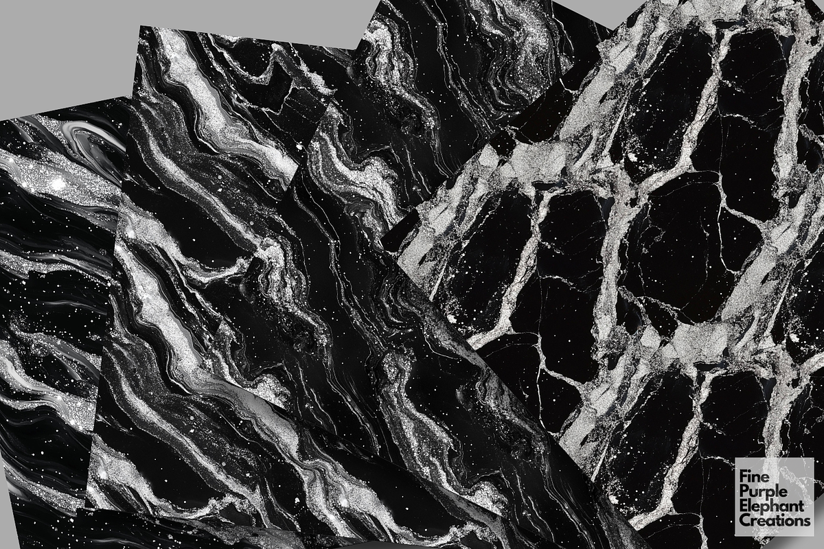 Black Silver Marble Texture, a Pattern Graphic by Fine Purple Elephant (Photo 3 of 5)