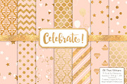 Peach Gold Foil Digital Papers, a Pattern Graphic by Amanda Ilkov (Thumbnail 1 of 4)