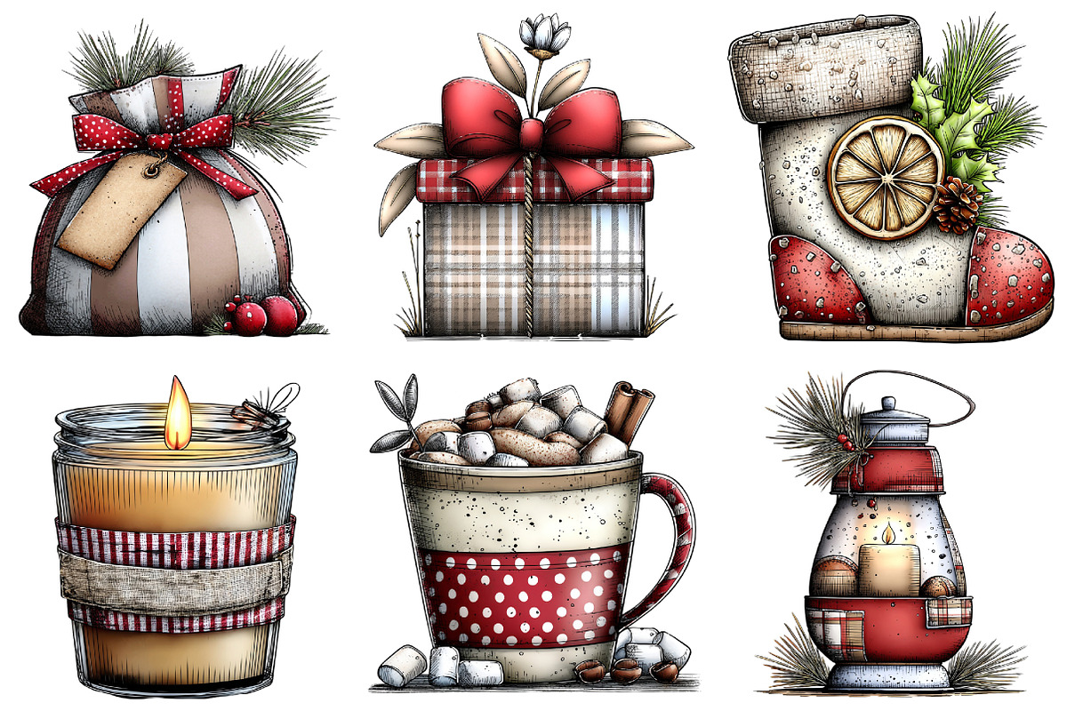 Neutral Rustic Christmas Clipart Bun, an Illustration by Daily.Designs (Photo 2 of 5)
