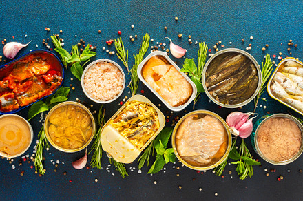 Different open tin cans, a Food & Drink Photo by Pandateam