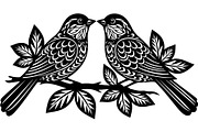 Birds on Branch Vector Collection, a Decorative Illustration by Designer_Momina (Thumbnail 5 of 21)