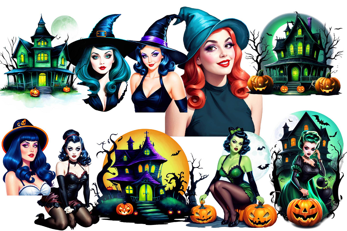 Vintage Halloween Pin Up Girl, an Illustration by Wow Magic (Photo 2 of 5)
