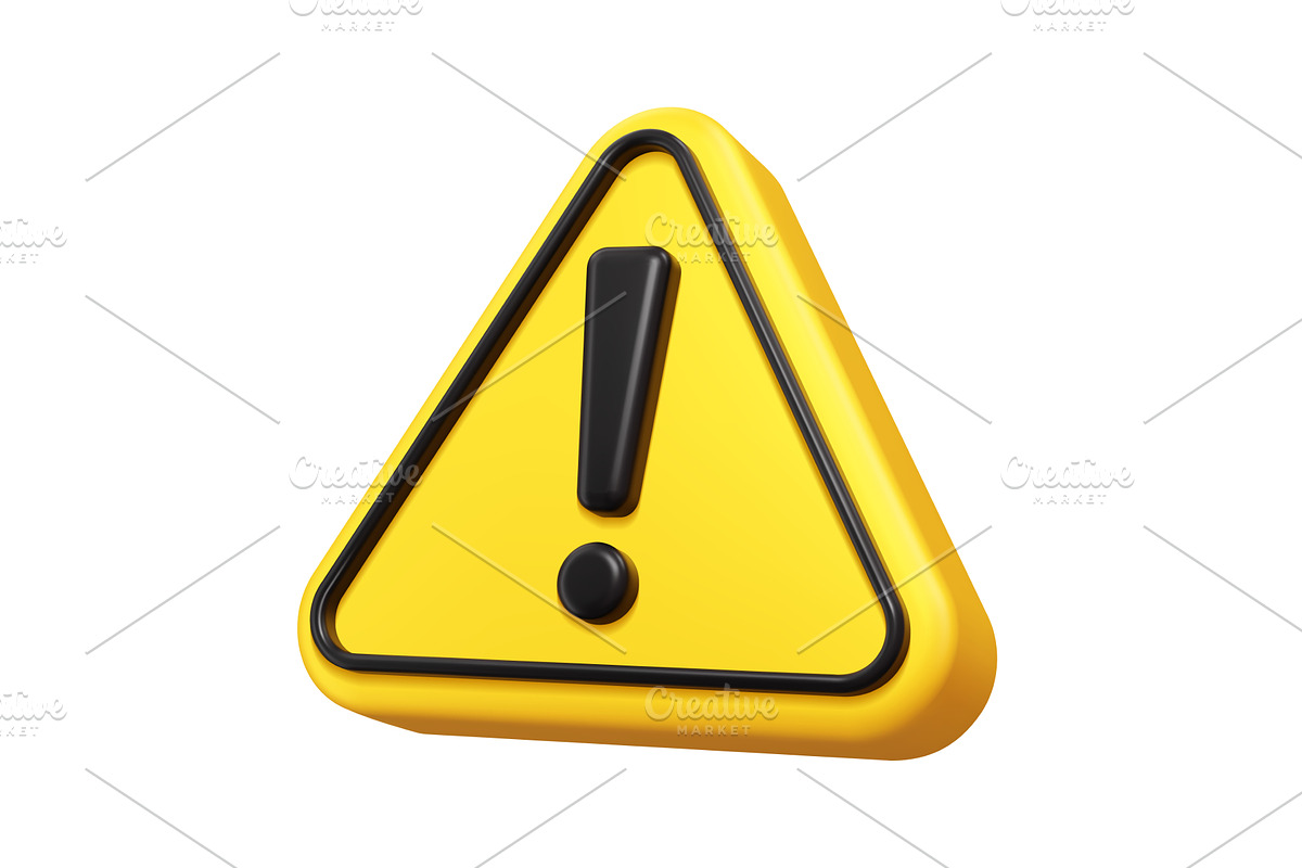 3D alert sign, caution icon, an Object Illustration by Buch&Bee