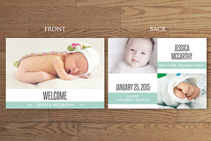 Birth Announcement Card Template, an Invitation Template by ShalexDesigns