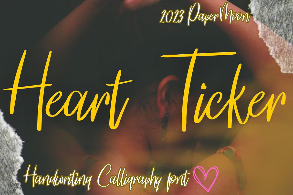 Heart Ticker Calligraphy Font, a Handwritten Font by GearShift (Photo 1 of 7)
