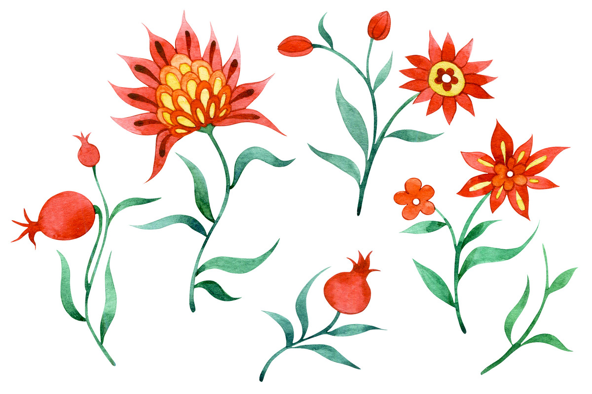 Pomegranates and Flowers. Patterns, a Pattern Graphic by made by Tanya (Photo 5 of 5)