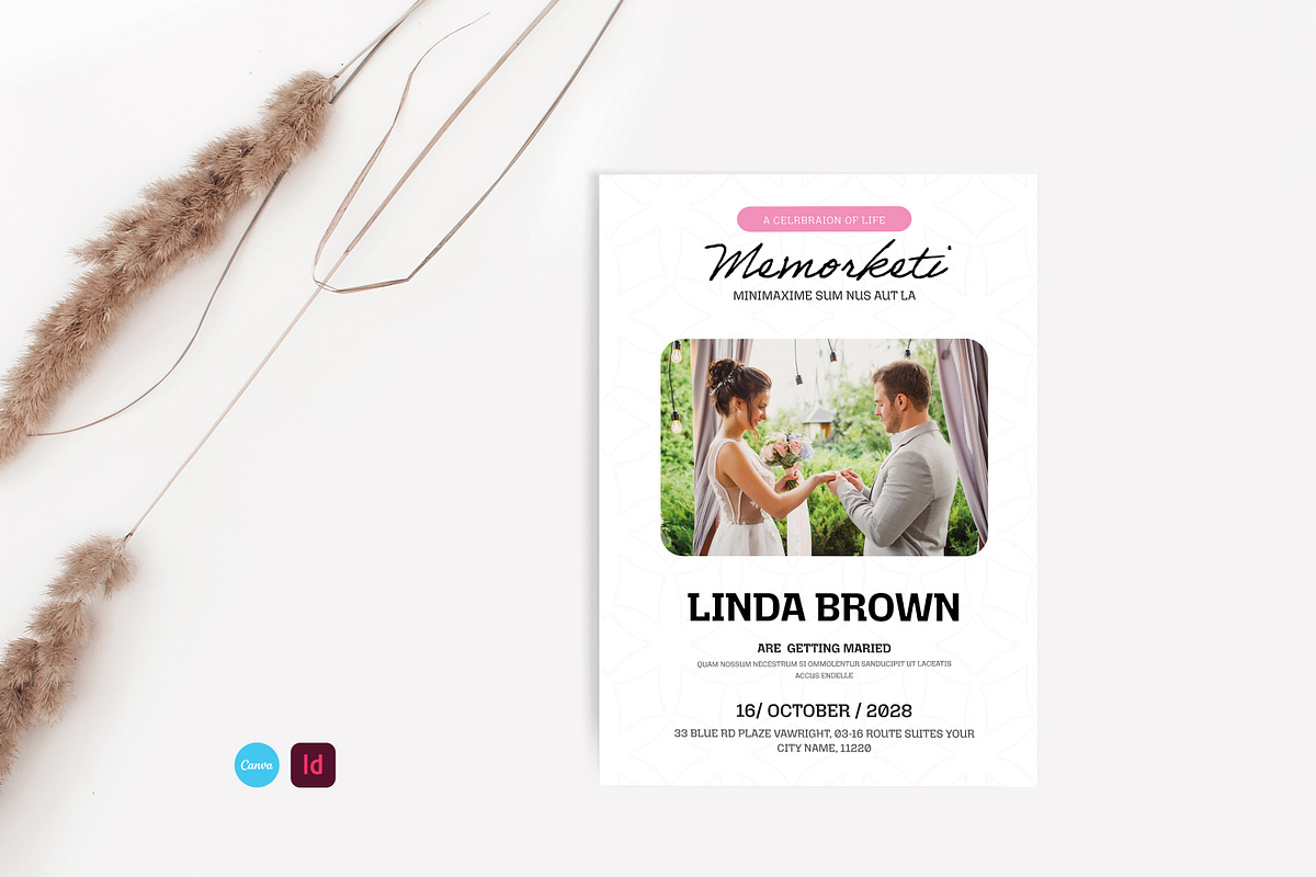 Funeral Program Template Flower, an Invitation Template by Creatiya Type (Photo 1 of 5)