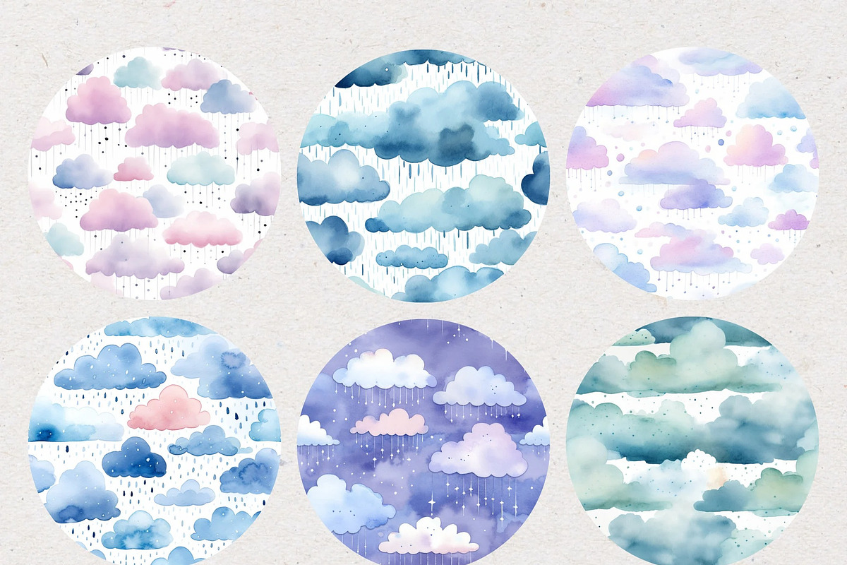 Pastel Watercolour Rain Cloud Paper, a Pattern Graphic by Natural Planners (Photo 2 of 3)