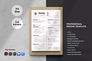 Resume Template, INDD, Canva, Docx, a Resume Template by Spark_Creative