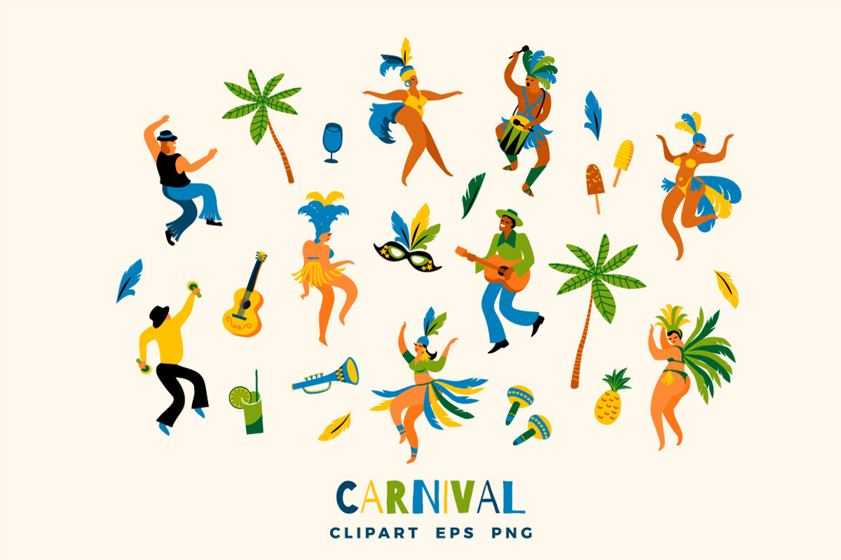 Rio carnival. Vector collection., a Decorative Illustration by Nadia Grapes