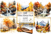 Watercolor Autumn Landscape Clipart, an Illustration by NiiiNArt (Thumbnail 4 of 10)