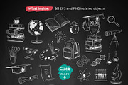 Chalked education set (BW), an Object Graphic by Sonya Illustrations (Thumbnail 2 of 8)