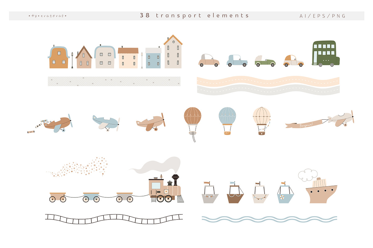 LITTLE TRAVELERS vector set, an Animal Illustration by erasovas (Photo 3 of 19)